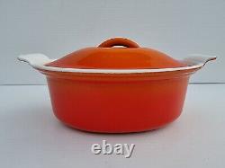 Vintage Le Creuset Flame Orange Enamel Cast Iron Oval Baking Dish & Lid 18 #18