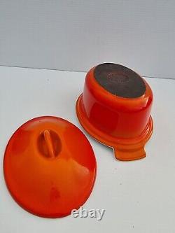 Vintage Le Creuset Flame Orange Enamel Cast Iron Oval Baking Dish & Lid 18 #18