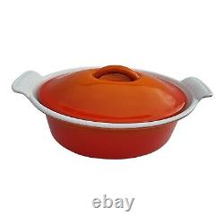 Vintage Le Creuset Flame Orange Enamel Cast Iron Oval Baking Dish & Lid 22 #22