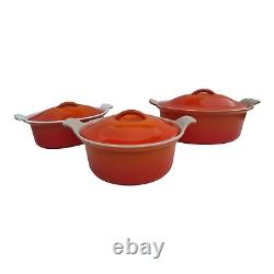 Vintage Le Creuset Flame Orange Enamel Cast Iron Oval Baking Dish & Lid 22 #22