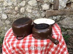 Vintage Le Creuset French Dutch Oven E Brown France Enameled Cast-Iron Pot 20 Cm