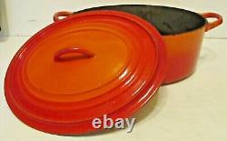 Vintage Le Creuset French Volcanic Flame Enamel Cast Iron 14 Dutch Oven and Lid