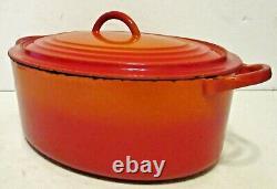 Vintage Le Creuset French Volcanic Flame Enamel Cast Iron 14 Dutch Oven with Lid