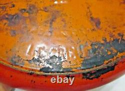 Vintage Le Creuset French Volcanic Flame Enamel Cast Iron 14 Dutch Oven with Lid
