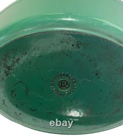 Vintage Le Creuset Green No. 12 Cousances Oval Dutch Oven Damage AS IS