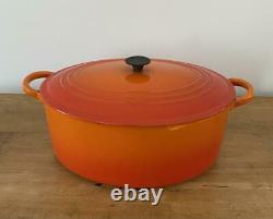 Vintage Le Creuset Orange Flame G 7.25 Qt Cast Iron Oval Dutch Oven Casserole