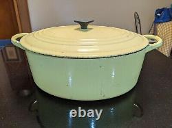 Vintage Le Creuset Oval Dutch Oven Elysees Yellow 6.75 Qt G 1950s