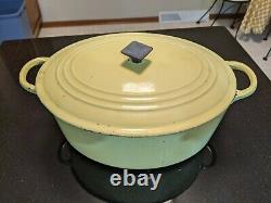 Vintage Le Creuset Oval Dutch Oven Elysees Yellow 6.75 Qt G 1950s