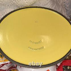 Vintage Le Creuset Oval Dutch Oven Looped Handles Elysees Yellow 9.5 Qt H1950s