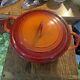 Vintage Le Creuset Oval Dutch Oven Looped Handles Flame Orange Rare Size Early
