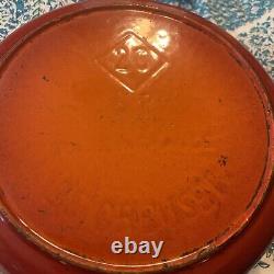 Vintage Le Creuset Oval Dutch Oven Looped Handles Flame Orange Rare Size Early