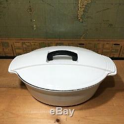 Vintage Le Creuset RARE Futura White Oval Cast Iron Enamel Dutch Oven #33