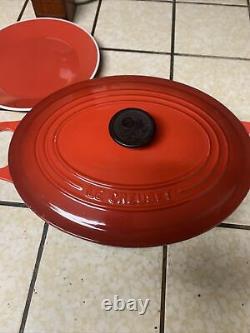 Vintage Le Creuset Red Cast Iron Oval Roaster # 25, 3.5 Quarts Made in France