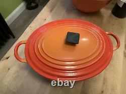 Vintage Le Creuset Red/orange E Size Oval Dutch Oven/ Cocotte