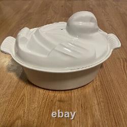 Vintage Le Creuset White Duck Dutch Oven #20 Terrine White Enamel Over Cast Iron