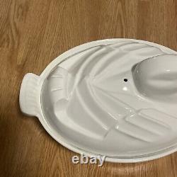 Vintage Le Creuset White Duck Dutch Oven #20 Terrine White Enamel Over Cast Iron