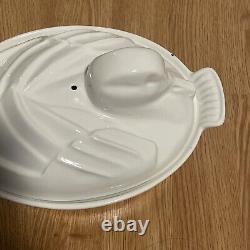 Vintage Le Creuset White Duck Dutch Oven #20 Terrine White Enamel Over Cast Iron