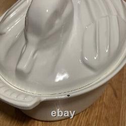 Vintage Le Creuset White Duck Dutch Oven #20 Terrine White Enamel Over Cast Iron