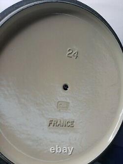 Vintage Le Crueset #24 Round Enamel Dutch oven Pot Blue & 2 Oval Gratin Dish