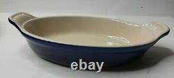 Vintage Le Crueset #24 Round Enamel Dutch oven Pot Blue & 2 Oval Gratin Dish