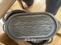 Vintage Lodge Cast Iron Deep Fish Fryer with Grill Lid Made in USA Sportsman
