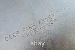 Vintage Lodge USA Cast Iron Deep Fish Fryer # 3060 Oval Cook Pot Pan Kettle