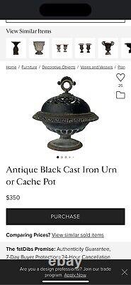 Vintage Oval Cast Iron Cache Pot With Cover