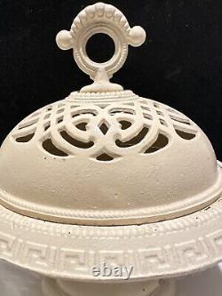 Vintage Oval Cast Iron Cache Pot With Cover