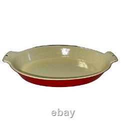 Vintage Red & Cream Griswold Cast Iron #87 Oval Casserole Dish