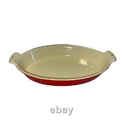 Vintage Red & Cream Griswold Cast Iron #87 Oval Casserole Dish