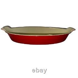 Vintage Red & Cream Griswold Cast Iron #87 Oval Casserole Dish