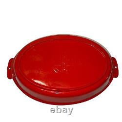 Vintage Red & Cream Griswold Cast Iron #87 Oval Casserole Dish