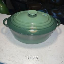 Vintage Staub Cast Iron Green Hombre Oval Dutch Oven #31 France EUC