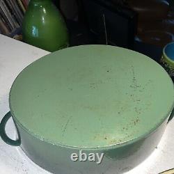 Vintage Staub Cast Iron Green Hombre Oval Dutch Oven #31 France EUC