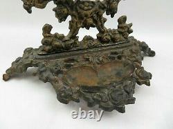 Vintage Vanity Table Cast Iron Oval Victorian Mirror Gold Color Flowers Birds