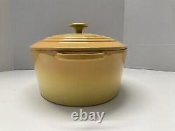 Vintage Yellow Enameled Cast Iron Dutch Oven 31 Made in France 12 Long Oval