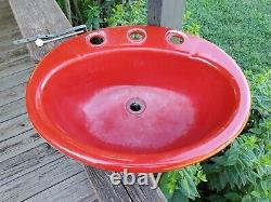 Vtg Old KOHLER K-2904 Red Cast Iron Drop In Oval Bathroom Sink Overflow 2904
