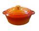 Vtg Staub Basix #31 Cast Iron Oval Orange Dutch Oven Bakeware France Pristine