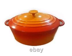 Vtg Staub Basix #31 Cast Iron Oval Orange Dutch Oven Bakeware France Pristine