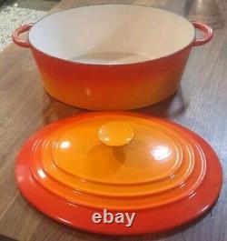 Vtg Staub Basix #31 Cast Iron Oval Orange Dutch Oven Bakeware France Pristine