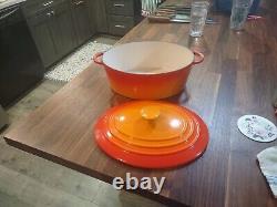 Vtg Staub Basix #31 Cast Iron Oval Orange Dutch Oven Bakeware France Pristine