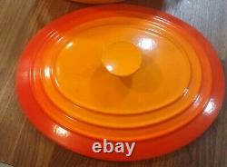 Vtg Staub Basix #31 Cast Iron Oval Orange Dutch Oven Bakeware France Pristine