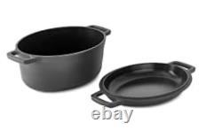 Zakarian DASH 6 Qt Nonstick Cast Iron 2 In 1 Dutch Oven Oval Pot With Lid Open Box