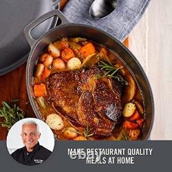 Zakarian by 6 Qt Nonstick Cast Iron Double Dutch Oven, Oval Pot with 2-in-1 S